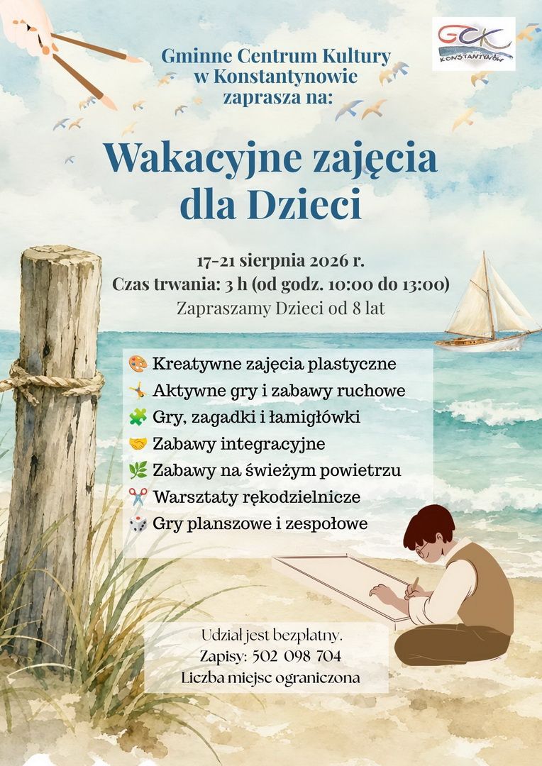 17 – 21.08.2026 r. – ZAJĘCIA WAKACYJNE DLA DZIECI