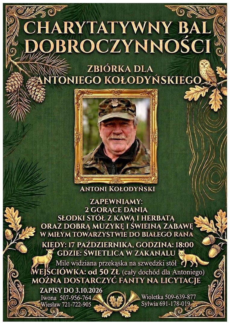 17.10.2026 r. - CHARYTATYWNY BAL DOBROCZYNNOŚCI – ZBIÓRKA DLA ANTONIEGO KOŁODYŃSKIEGO