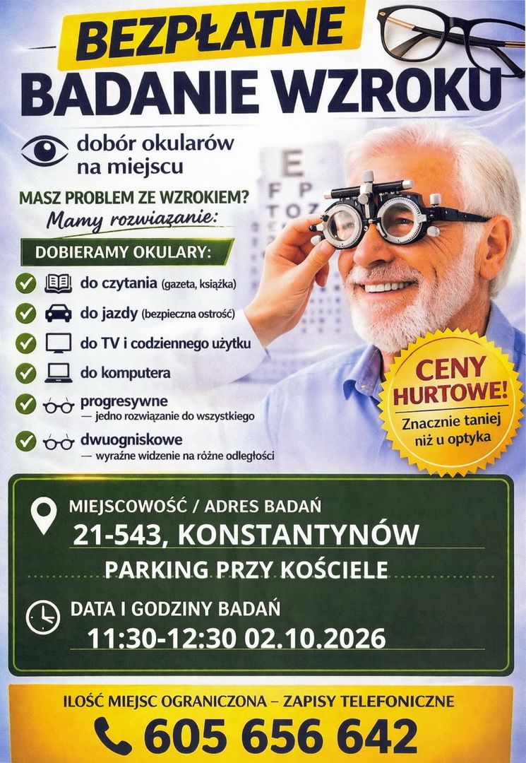 02.10.2026 r. - BEZPŁATNE BADANIE WZROKU